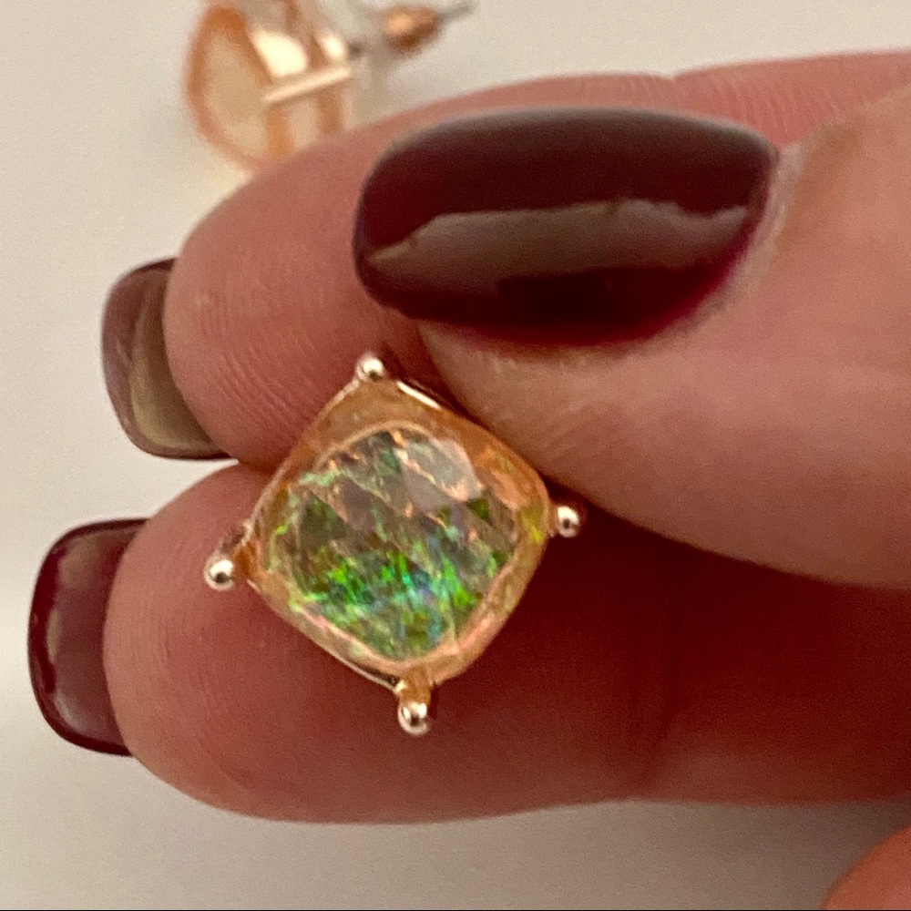 Iridescent peach earrings